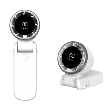 Two white electronic devices with digital displays on a white background