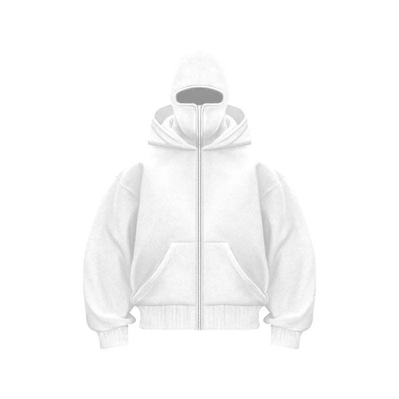 White hoodie with a gray hood on a white background