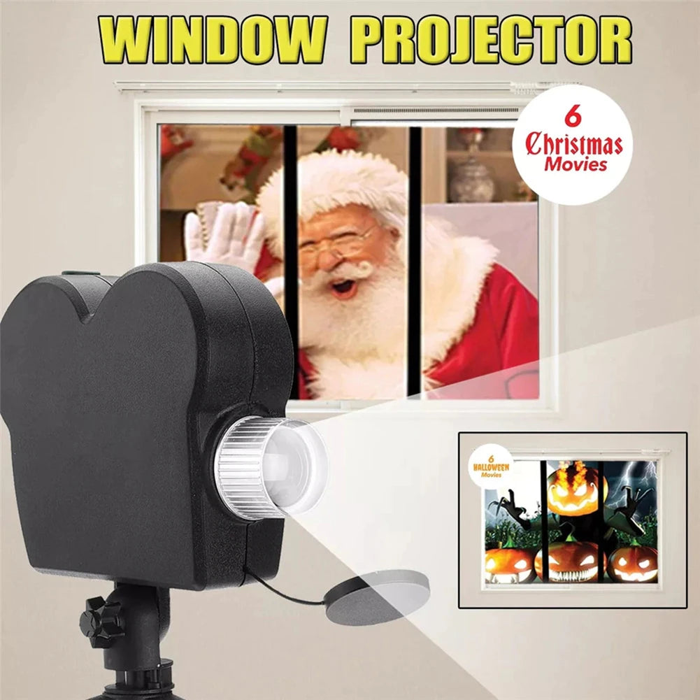 Holiday projector lamp with spooky Halloween and festive Christmas effects