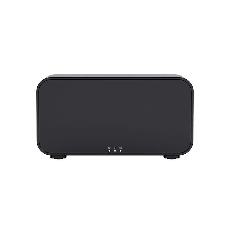 Black rectangular device on a white background