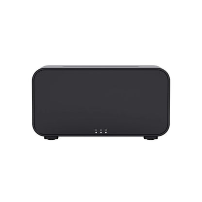 Black rectangular device on a white background