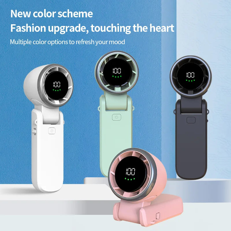 Four electronic devices with digital displays on a blue background, featuring text about new color schemes.